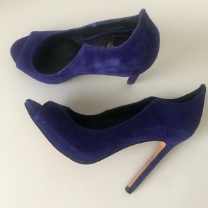 Dolce Vita Royal Blue Suede Peep Toe Heels